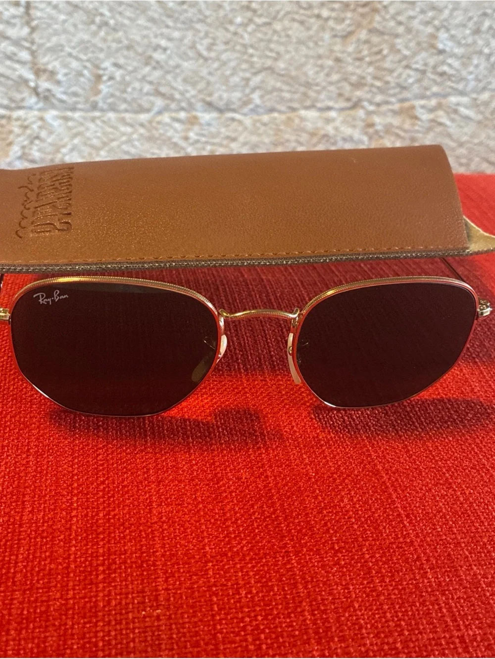 Ray-Ban Hexagonal Flat Gold/Green Polarized Sunglasses RB3548N 001/58 54-21 145